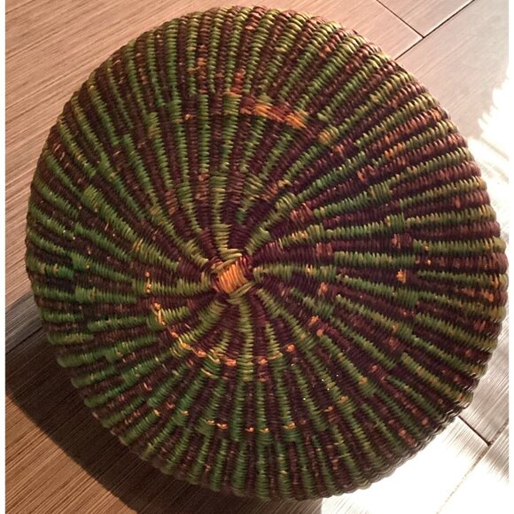 Basket Handwoven African Bolga With Handle Multicolor Woven Straw - Picture 6 of 6